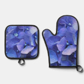 ENSEMBLE DE GANT DE CUISINE ET DE MANIQUE HYDRANGÉE BLEUE (Recto)