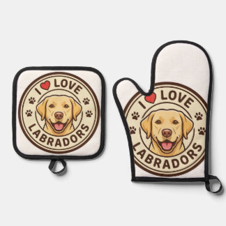 Ensemble De Gant De Cuisine Et De Manique I Love Labradors Oven Mitt & Pot Holder Set