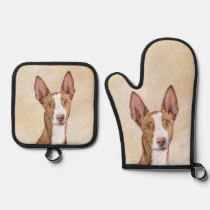 Ensemble De Gant De Cuisine Et De Manique Ibizan Hound Peinture Smooth Red Original Chien Ar