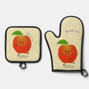 Ensemble De Gant De Cuisine Et De Manique Illustration de dessin animé sur la pomme de danse