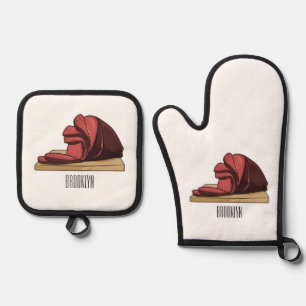 Ensemble De Gant De Cuisine Et De Manique Illustration de jambon