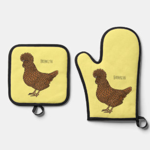Ensemble De Gant De Cuisine Et De Manique Illustration de poulet à la polis chamois
