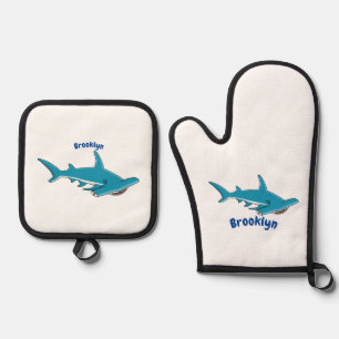 Ensemble De Gant De Cuisine Et De Manique Illustration de requin marteau