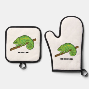 Ensemble De Gant De Cuisine Et De Manique Illustration du caméléon de la parson