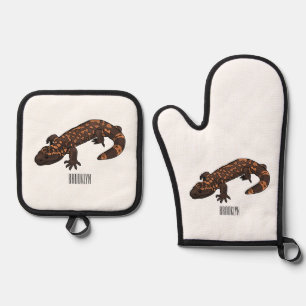 Ensemble De Gant De Cuisine Et De Manique Illustration du monstre Gila