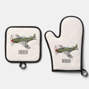 Ensemble De Gant De Cuisine Et De Manique Illustration d'un avion militaire