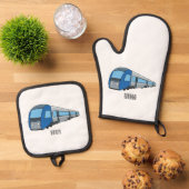 Ensemble De Gant De Cuisine Et De Manique Illustration d'un train électrique (De haut en bas)