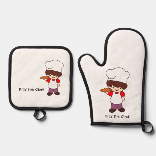 Ensemble De Gant De Cuisine Et De Manique Impression Billy le Chef Masterchef (Recto)