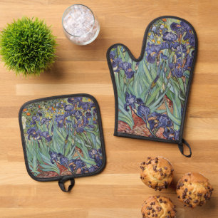 Ensemble De Gant De Cuisine Et De Manique Iris de Van Gogh Peinture Impressionniste