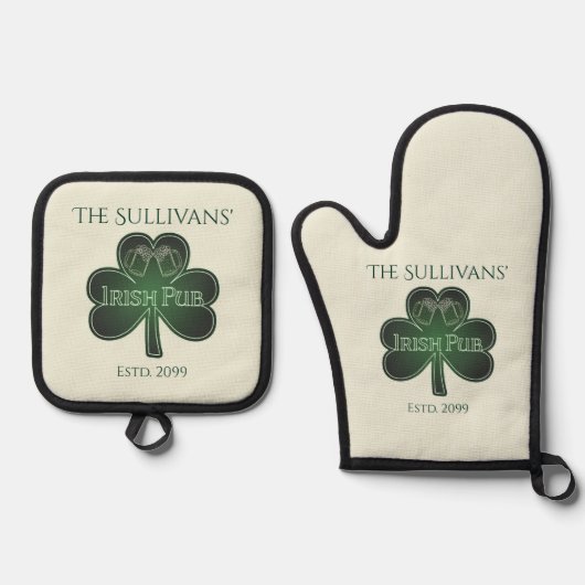 Ensemble De Gant De Cuisine Et De Manique Irish Pub (Recto)