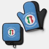 Ensemble De Gant De Cuisine Et De Manique Italian Angel Hanukkah Flag Personalized  (Recto/Verso)