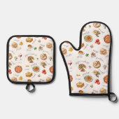 Ensemble De Gant De Cuisine Et De Manique Italie Cuisine Amusante Chef Coloré (Recto)