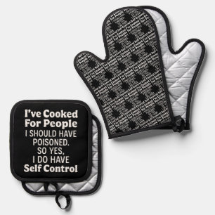 Ensemble De Gant De Cuisine Et De Manique J'ai cuisiné pour des gens que j'aurais dû empoiso