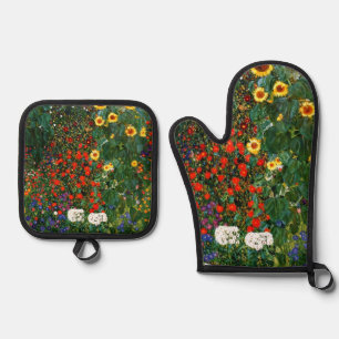 Ensemble De Gant De Cuisine Et De Manique Jardin agricole avec tournesols