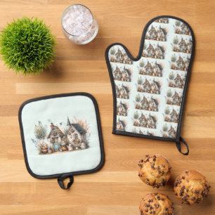 Ensemble De Gant De Cuisine Et De Manique Jardin de chalet Whimsical