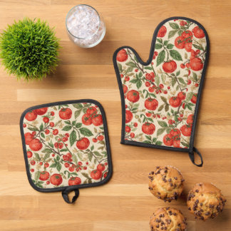 Ensemble De Gant De Cuisine Et De Manique Jardin de tomates, cultivé à la maison