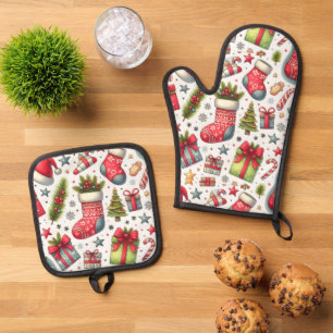 Ensemble De Gant De Cuisine Et De Manique Joie de Noël