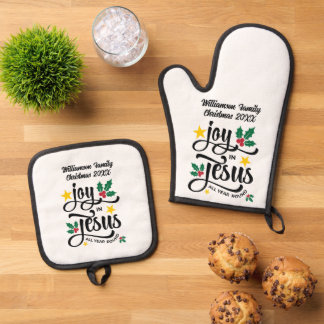 Ensemble De Gant De Cuisine Et De Manique JOIE EN JÉSUS Noël chrétien personnalisé pour la f