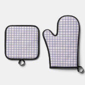 Ensemble De Gant De Cuisine Et De Manique Joli Gingham Bleu Clair (Recto)