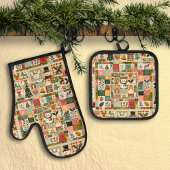 Ensemble De Gant De Cuisine Et De Manique Joli Patchwork de Noël