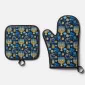 Ensemble De Gant De Cuisine Et De Manique Joyeux Hanukkah (Recto)
