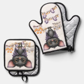 Ensemble De Gant De Cuisine Et De Manique Juste en train de traîner, Bats (Recto/Verso)