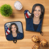 Ensemble De Gant De Cuisine Et De Manique Kamala Harris (De haut en bas)
