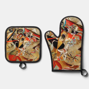 Ensemble De Gant De Cuisine Et De Manique Kandinsky Composition Peinture Abstraite