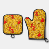 Ensemble De Gant De Cuisine Et De Manique Ketchup et Fries Funny Motif alimentaire (Recto)