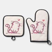Ensemble De Gant De Cuisine Et De Manique Kitty Love (Recto)