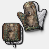 Ensemble De Gant De Cuisine Et De Manique Koala Bear (Recto/Verso)
