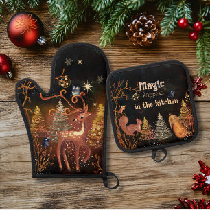 Ensemble De Gant De Cuisine Et De Manique La magie se passe dans la cuisine - Noël fantasque