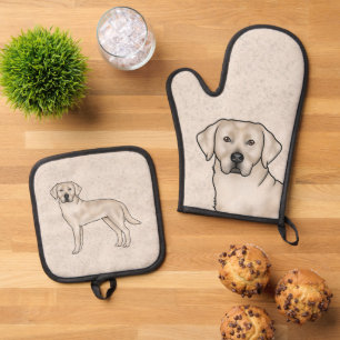Ensemble De Gant De Cuisine Et De Manique Labrador Retriever crème Dessin animé Chien Lab Ar