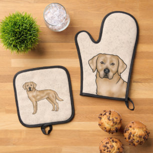 Ensemble De Gant De Cuisine Et De Manique Labrador Retriever Jaune Impression Chien Lab Mign
