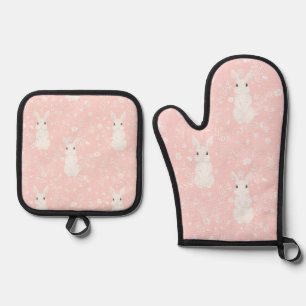Ensemble De Gant De Cuisine Et De Manique Lapin Rose fille