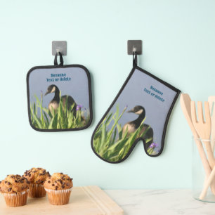 Ensemble De Gant De Cuisine Et De Manique L'art personnalisé des animaux d'oie du Canada