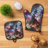 Ensemble De Gant De Cuisine Et De Manique Le dragon et les étoiles (De haut en bas)
