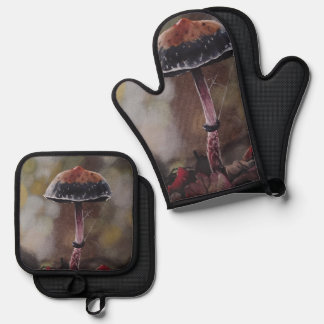 Ensemble De Gant De Cuisine Et De Manique Le Mini Champignon Blessé