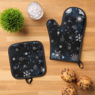 Ensemble De Gant De Cuisine Et De Manique Le Noël de SlipperyJoe, hiver magique paisible à