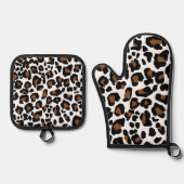 Ensemble De Gant De Cuisine Et De Manique Leopard Big Cat Fur Motif Imprimer (Recto)