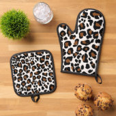 Ensemble De Gant De Cuisine Et De Manique Leopard Big Cat Fur Motif Imprimer (De haut en bas)