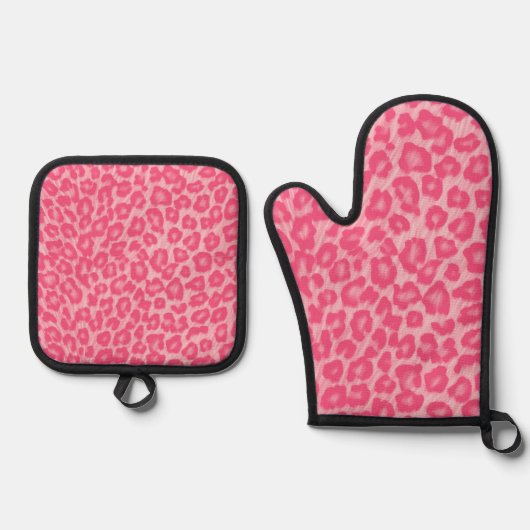 Ensemble De Gant De Cuisine Et De Manique Leopard Blush (Recto)