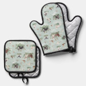 ENSEMBLE DE GANT DE CUISINE ET DE MANIQUE LES BARBETS (Recto/Verso)