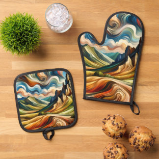 Ensemble De Gant De Cuisine Et De Manique Les Montagnes  