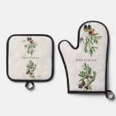 Ensemble De Gant De Cuisine Et De Manique L'île méditerranéenne grecque Feuille d'olive (Recto)