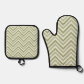 Ensemble De Gant De Cuisine Et De Manique Lime Chevron (Recto)