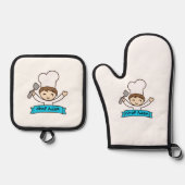 Ensemble De Gant De Cuisine Et De Manique "Little Chef" Kids' Graphic  (Recto)