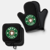 Ensemble De Gant De Cuisine Et De Manique Logo café et haricots personnalisés (Recto/Verso)