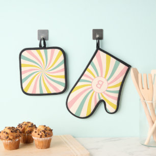 Ensemble De Gant De Cuisine Et De Manique 'Lollypop Vibes', retro personnalisé