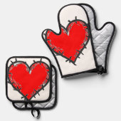 Ensemble De Gant De Cuisine Et De Manique Love is (Recto/Verso)